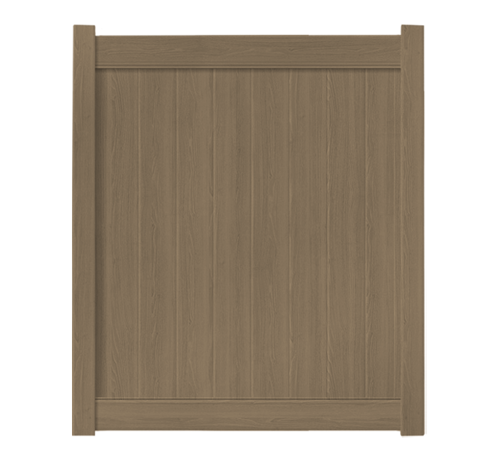 6’ x 6’ Weathered Cedar Single Swing Vinyl Gate