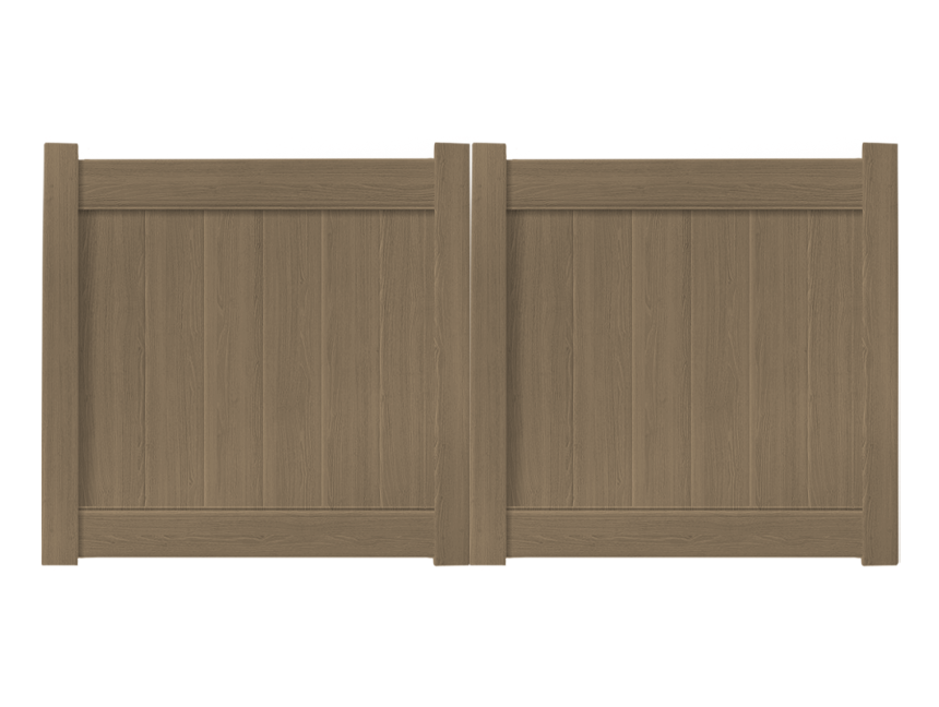 8’ x 4’ Weathered Cedar Double Drive Vinyl Gate