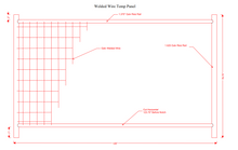 Technical drawing of a welded wire temporary fence panel, featuring galvanized steel rails (1.375” and 1.625”), welded wire mesh, and panel dimensions of 126” width by 78.75” height. Includes labeled cut points and structural details for temporary fencing applications.