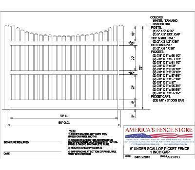 AFC-013 6' Tall x 8' Wide Underscallop Fence with 5/8