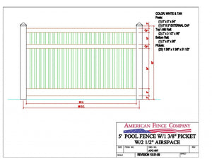 AFC-007   5' Tall x 8' Wide Pool Fence with 2-1/2" Air Space