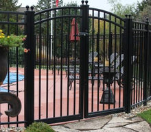 14' Aluminum Ornamental Double Swing Gate - Flat Top Series A - Over Arch