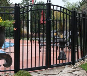 6' Aluminum Ornamental Double Swing Gate - Flat Top Series A - Over Arch