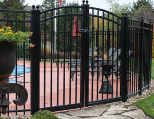 14' Aluminum Ornamental Double Swing Gate - Flat Top Series A - Over Arch