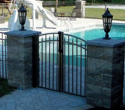14' Aluminum Ornamental Double Swing Gate - Flat Top Series C - Over Arch