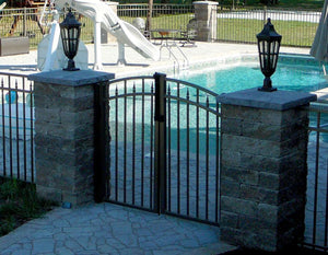16' Aluminum Ornamental Double Swing Gate - Flat Top Series C - Over Arch