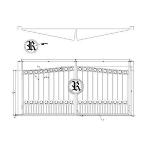 Custom Full Over Arch Gate With Personal Emblem & Top and Bottom Rings
