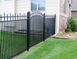 9' Aluminum Ornamental Single Swing Gate - Spear Top Series H - Over Arch
