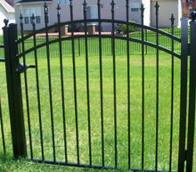 3 rail spear top single swing gate with arch