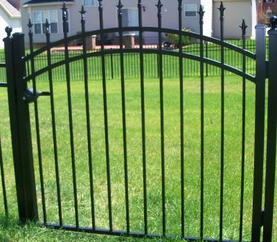 8' Aluminum Ornamental Single Swing Gate - Spear Top Series H - Over Arch