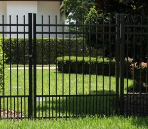 9' Aluminum Ornamental Single Swing Gate - Spear Top Series H - No Arch