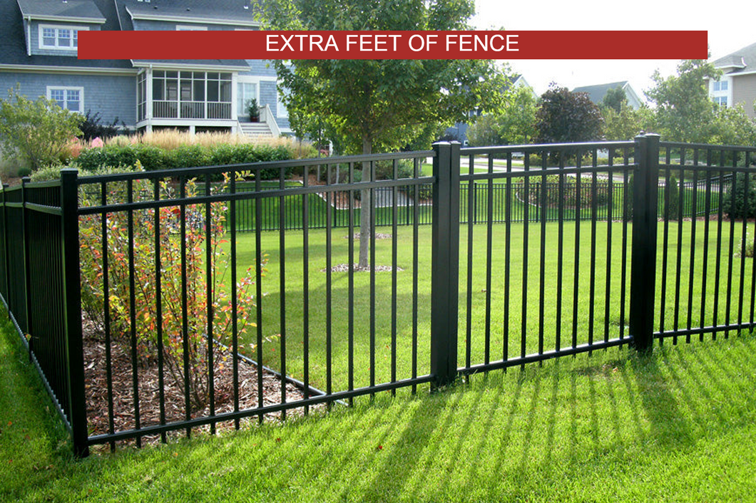 [Extra Feet Of Fence] Black Ornamental Aluminum Flat Top Complete Fence Package