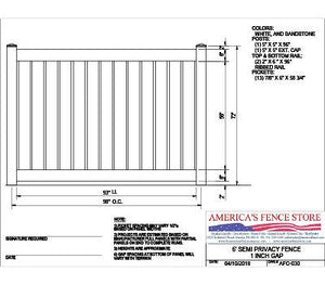 [75 Feet Of Fence] 6' Tall Semi-Privacy 1" Air Space AFC-030 Vinyl Complete Fence Package
