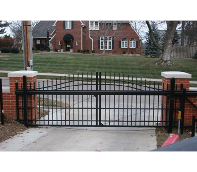 Over Arch Aluminum Cantilever Gate - 6' tall 12' opening 18' overall